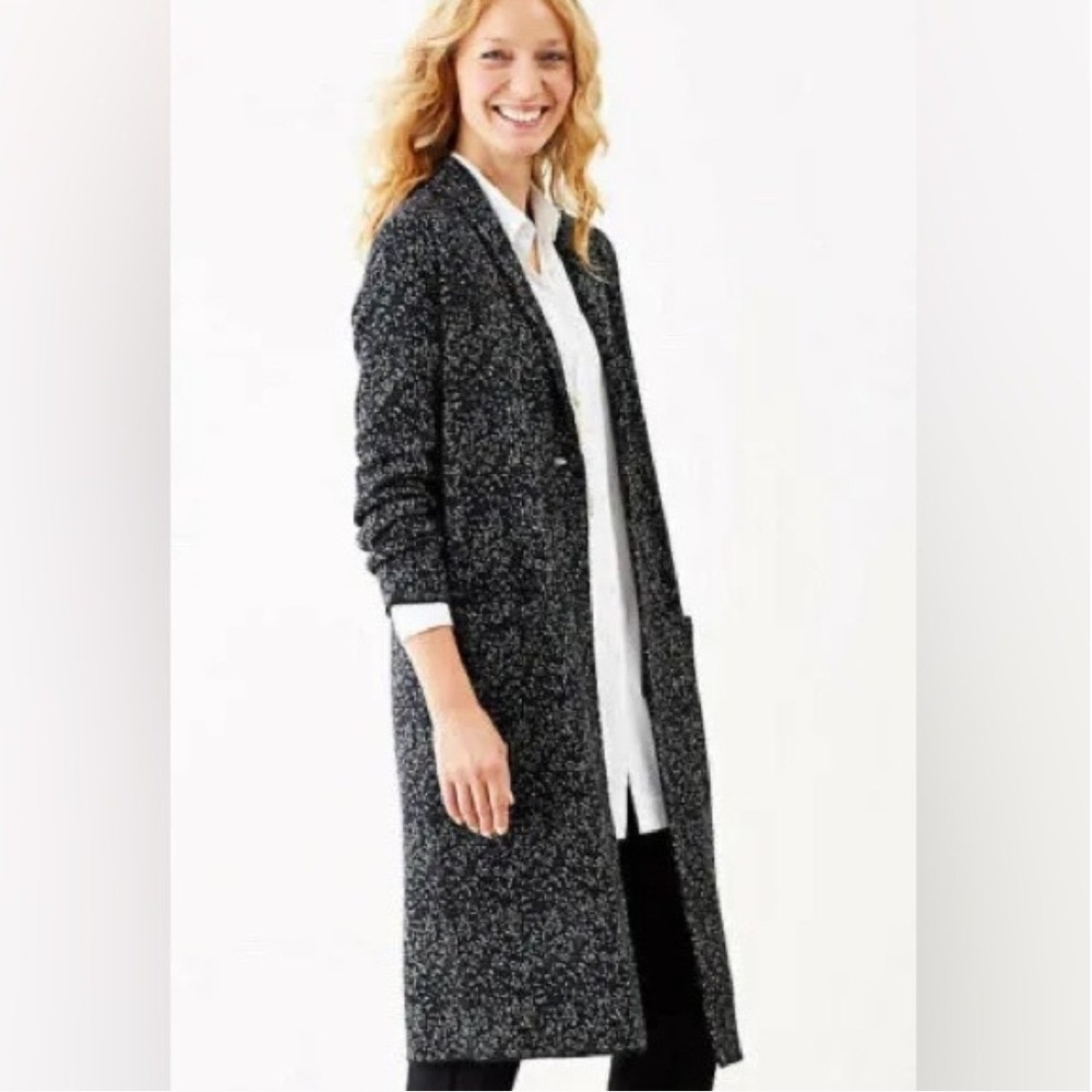 J. Jill Luxurious & Stylish Hudson Jacquard Topper Jacket Cardigan Duster Sz XL - Picture 3 of 9